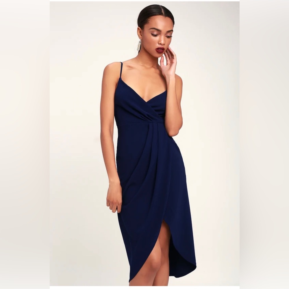 Lulu's Navy Blue Wrap Dress